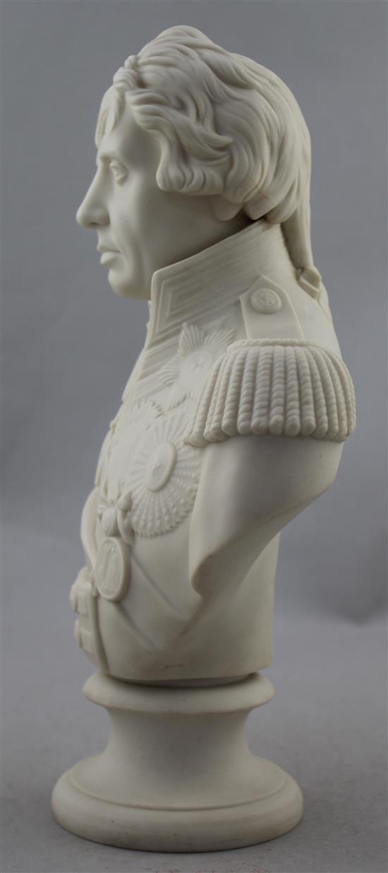 A Copeland Parian bust of Lord Nelson, dated 1873, 31cm., minor faults